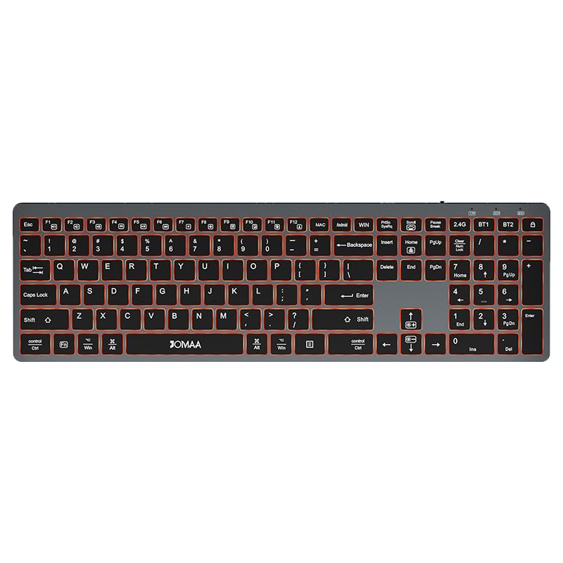 JOMAA Dual Mode Wireless Keyboard, 2.4G Bluetooth 3 Devices Switch, Quiet Scissor Switch Keys, Backlit with Multimedia Shortcut Keys, for Windows/Mac/iOS/Android PC Laptop Tablet-picture-26