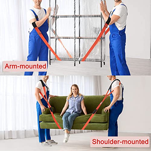 Image of Moving Straps, 2-Person Lifting and Moving System Shoulder Belt for Carry Heavy Furniture, Appliances, Mattresses, Easily Secure to Lift Heavy Objects up to 800 lbs(Orange)