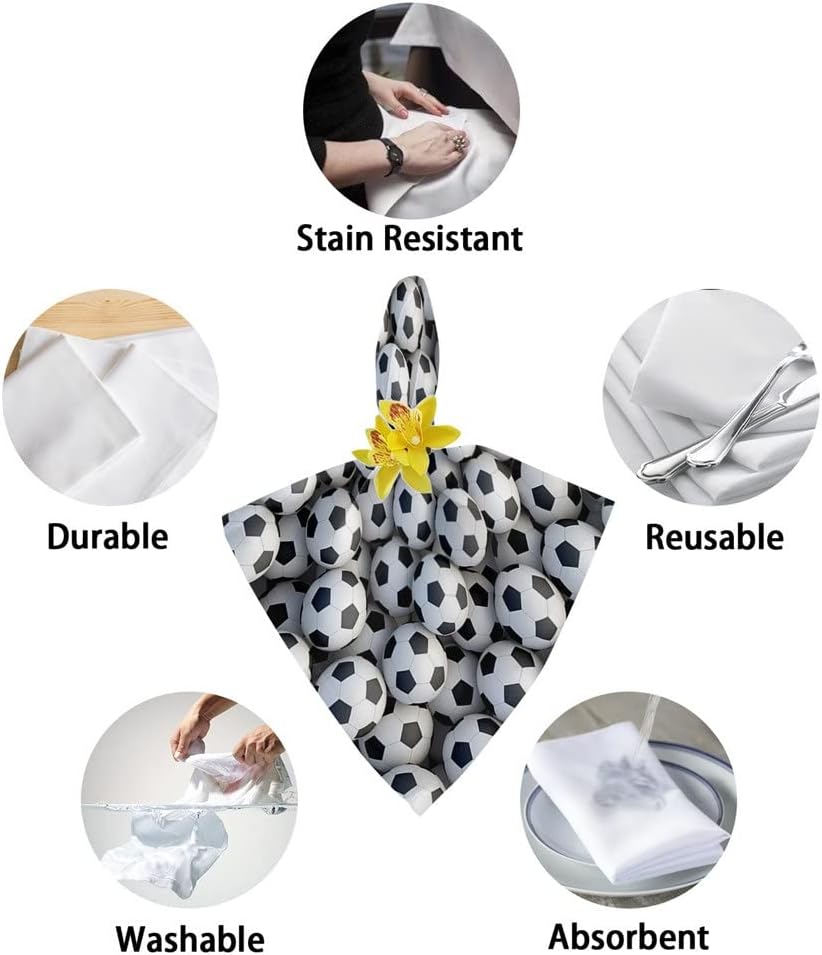 Sport Football Texture Cloth Napkins Set Festive Banquet Wedding Decor Tea Towel Kitchen Dinner Table(8pcs)