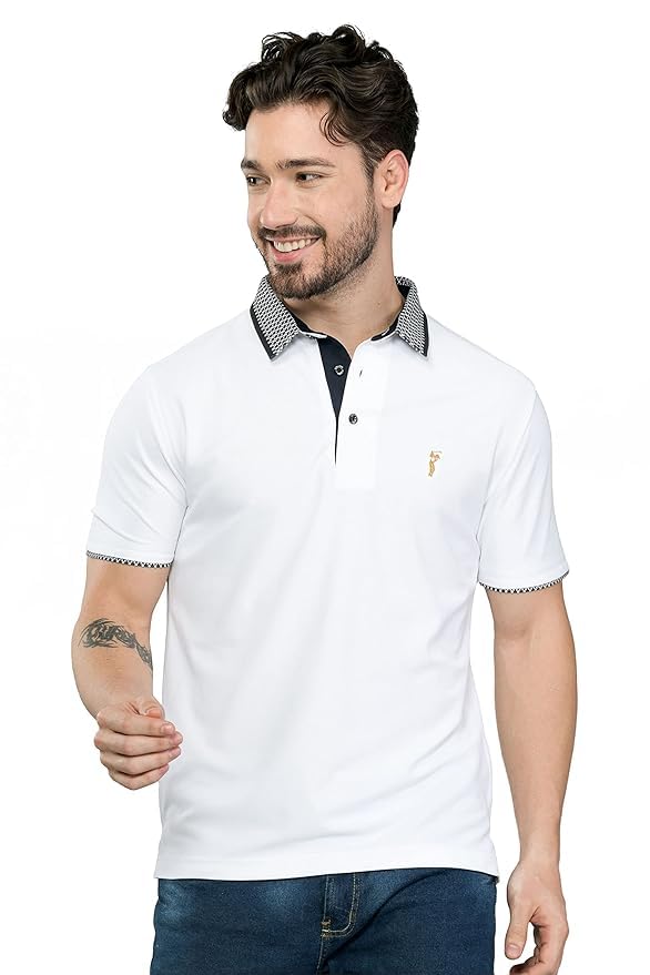 Image of STELLERS Men's Polo T-Shirt | Jacquard Collar| Feather Touch Feel |Regular Fit| Odour Resistant| Anti-Static| Wrinkle Free | Quick Dry | Stretchable | Lightweight | Sweat-Proof