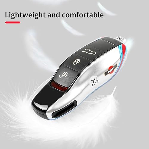 Miniatura 5 de Llavero de protección para llave de coche, cubierta de llave compatible con Porsche Cayenne Panamera 911 (plata antigua)