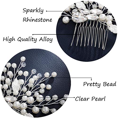 Unicra Pearl Wedding Hair Comb Crystal Bridal Hair Accessories For Brides And Bridesmaids (Silver) #TOP5