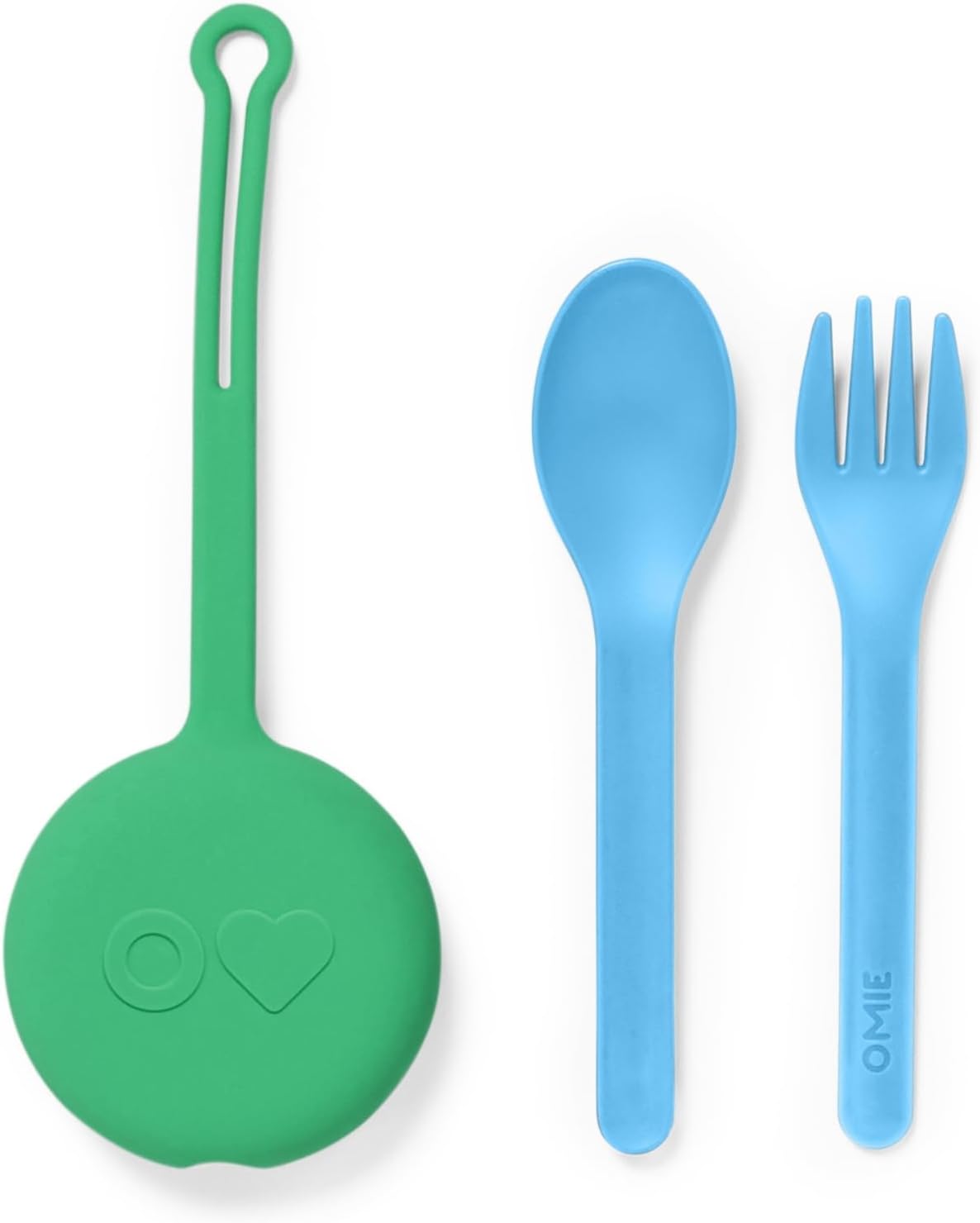 Omie OmieBox Kids Utensils Set with Case - 2 Piece Plastic, Reusable Fork and Spoon Silverware with Pod for Kids (Mint Green)