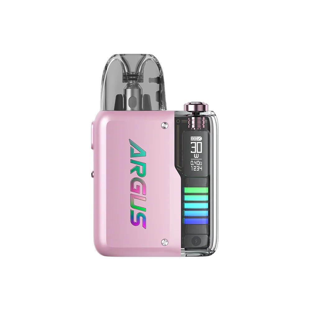 Voopoo Argus P2 Vape Pod Kit [0.54-inch OLED Screen] 1100mAh Powerfull Battery, Adjustable Power Modes | Smooth Taste | Smart Voopoo Vape Pod kit 2ml TBD No Nicotine (Crystal Pink)