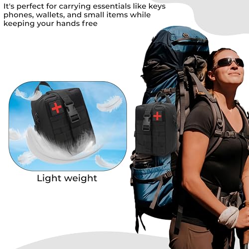 Image of Kraptick Medical Molle Pouch | Tactical First Aid Kit Bag | Military Emergency Medical Pouch | Waterproof & Durable Trauma Kit | Compact Molle Medic Bag for Outdoor, Camping & Survival (Black)