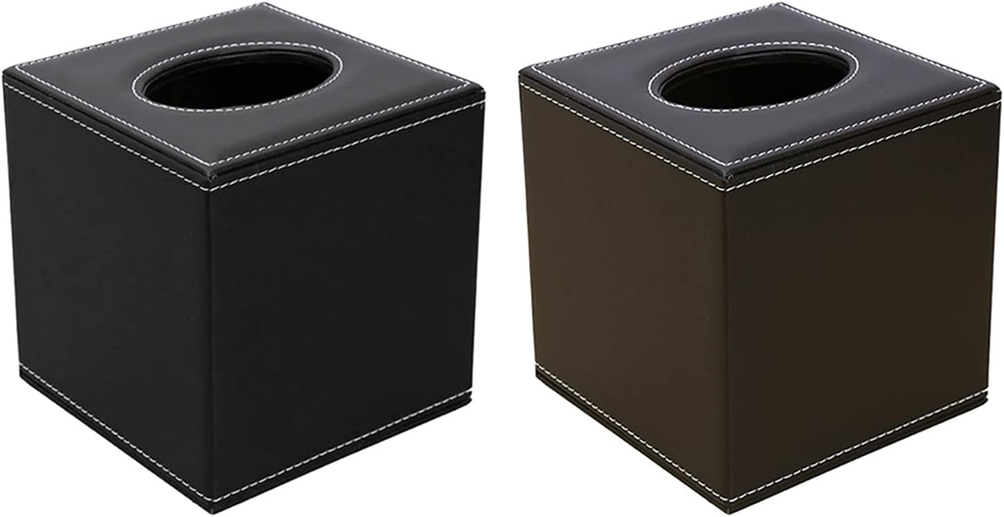 Tissues Box Square Paper Facial Tissue Box Covers Holder Case For Bathroom Countertops (Color : Coffee)