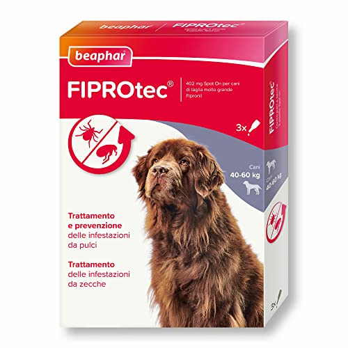Beaphar FIPROtec Antiparassitario per Cane Taglia Molto Grande (40-60 Kg), Protegge da Pulci e Zecche - In Confeziona da 3 Pipette
