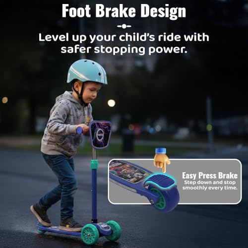 Image of StarAndDaisy X NASA Kick Scooter for Kids 3+ Years, Foldable Skate Scooter for Children Boys & Girls with Multi-Level Height Adjustment, LED Wheels and Brakes -(Officially Licensed) Blue