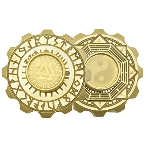 FREELOVE 2 Sided Metal Spinner Fidget Toy Prime, Steel Bearing for Viking Pirate & Gossip Design Copper 4~6 Mins Fidgets Spinners, Hands Finger Play Stress Free Hand Cool Gold
