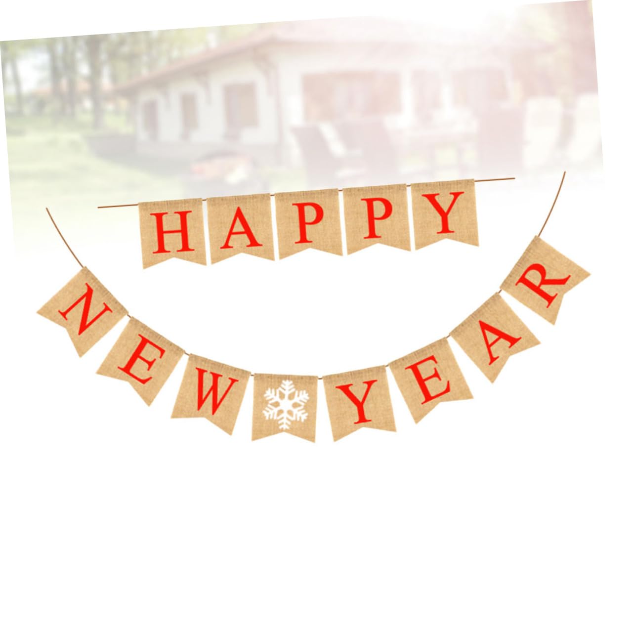 2pcs Vintage Garland New Year Party Garland Happy New Year Banner New Year Burlap Bunting Banner Flags Banner for New Year Party Hessian Burlap New Year Banner Retro Cloth - Image 4