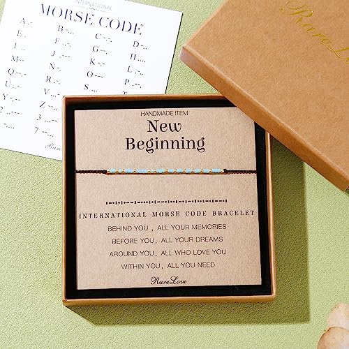 RareLove New Beginning Gifts for Women Morse Code Beaded Bracelet,Inspirational Encouragement for Friends,Divorce Breakup Get Well Gifts,Waterproof Secret Message Bracelets Tiny Pony Seed3