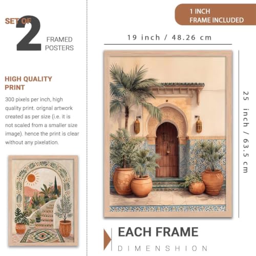 Image of kotart Decorative Modern Wall Art Print With Frame | Paintings For Living Room Bed Room Hotel Wall Decor Digital Reprint Set of 2 (19X25 inch)