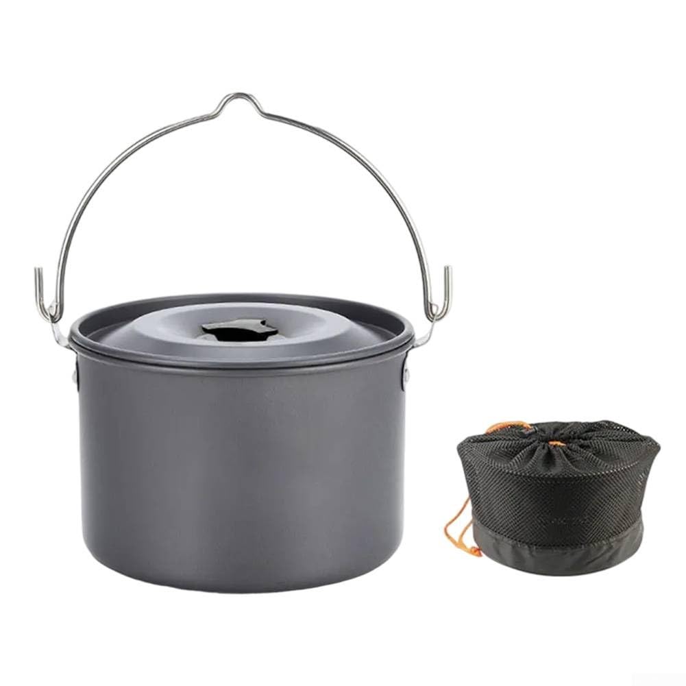 Pentola in Alluminio 4L Leggera Antiaderente per Campeggio(Black lid)