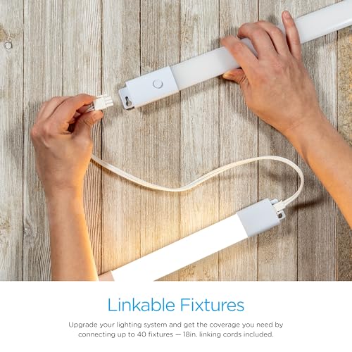 Enbrighten 18 inch Plug-in Linkable Under Cabinet Lights, High/Low/Off, Warm White Light (3000K), 555 Lumens, LED Under Cabinet Lighting, Under Counter Lights for Kitchen, 44271-T1