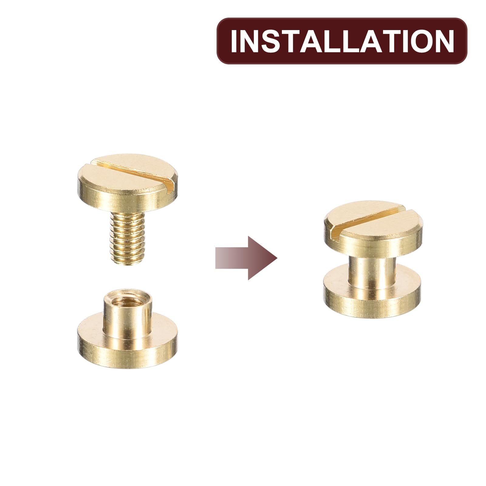 Sourcing Map Confezione Da 25 Viti Chicago In Ottone, 3 X 8 Mm, A Testa Piatta, Rivetti Per Rilegatura, Per Fai Da Te In Pelle, Cinturino In Ottone - Foto 10