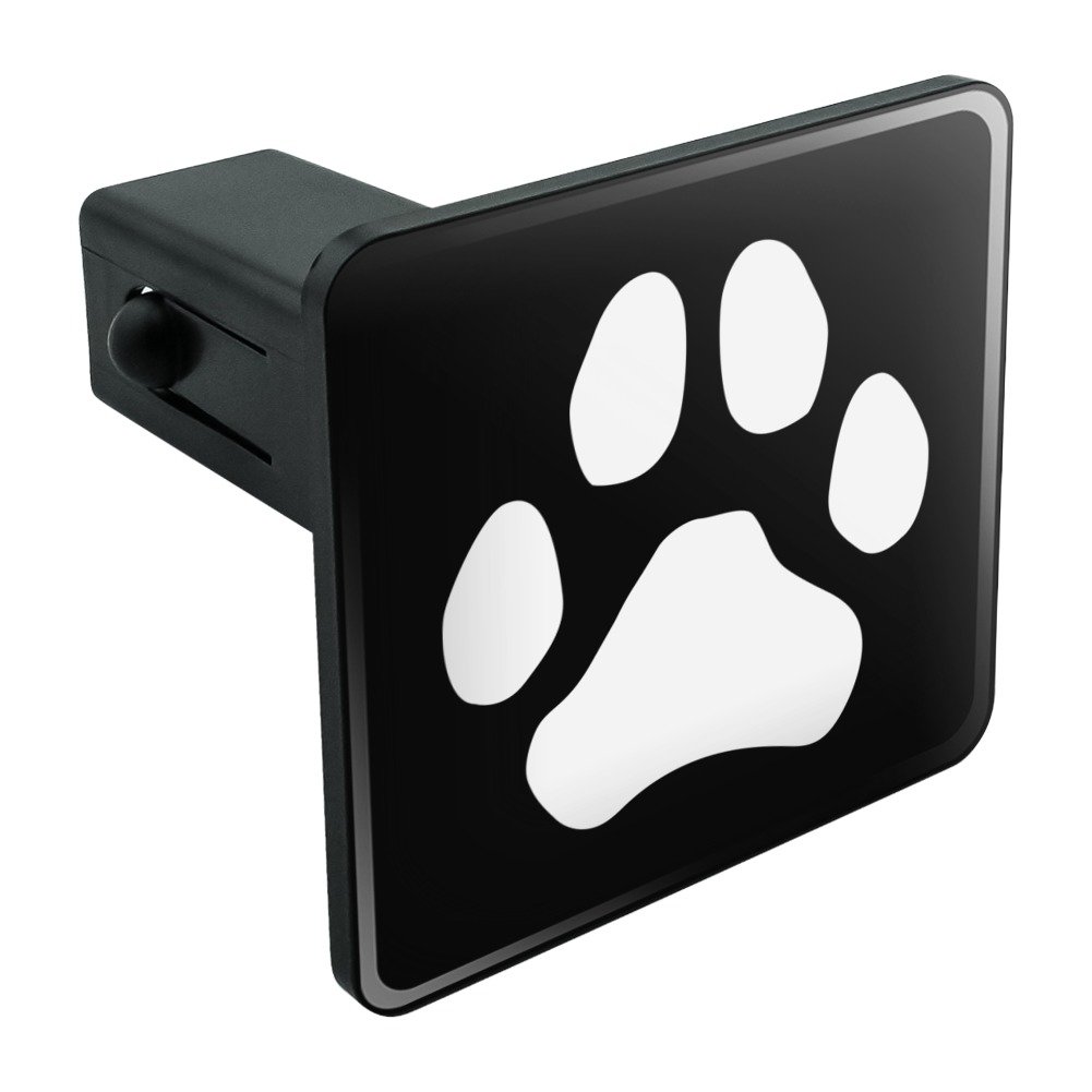 GRAPHICS & MORE Paw Print Dog Cat White on Black Tow Trailer Hitch Cover Plug Insert 1 1/4 inch (1.25
