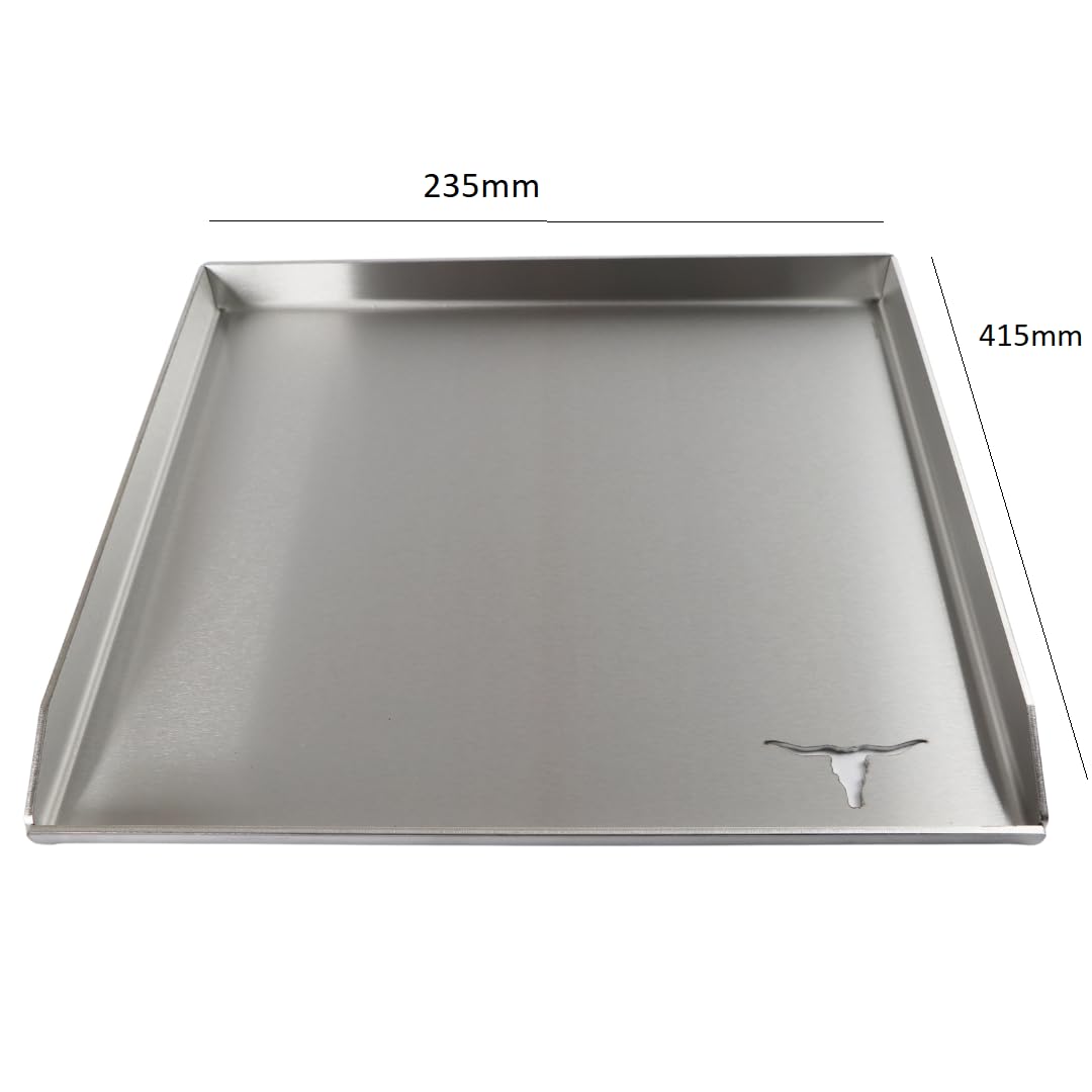 Piastra per barbecue Plancha in acciaio inox, spessore 4 mm, 1.4301, 415 x 235 mm, adatta per barbecue a gas e barbecue a carbone