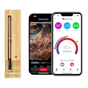 MEATER Plus: Smart Bluetooth Wireless Meat Thermometer Digital | BBQ, Grill, Oven, Smoker, Air Fryer, Kitchen | Perfect for Steak, Chicken, Turkey, and More | Delicious Recipes in App