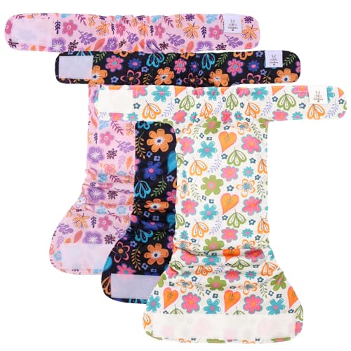Image of CuteBone Washable Dog Diapers Female No Tail Hole 3 Pack Reusable Doggie Period Training Pants for Docked-Tail Frenchie French Bulldog Boston Terrier Without Tail WWD19M