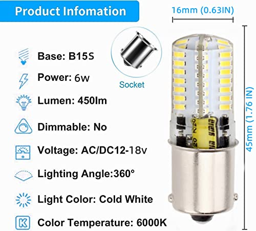 Ba15S Led P21W 1156 S8 Bulb 12V Ac/Dc 1141 Single Contact Base, Waterproof Bulb, 6 Watt Cool White 6000K For Rv, Reversing Lights, Boat, Lawn Tractors, Mower, Landscape Lighting. (Pack Of 4) #TOP1