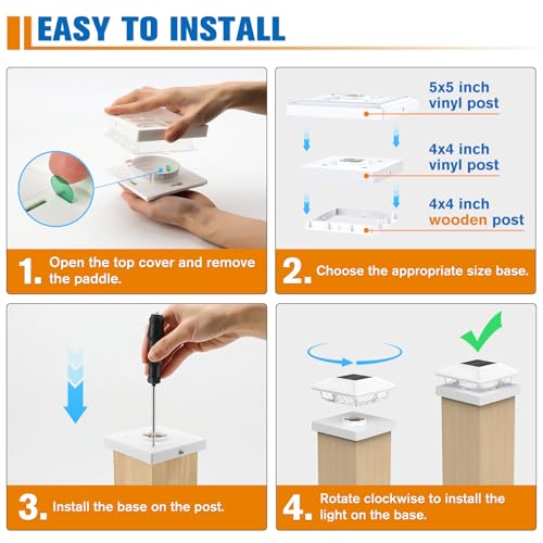 NIORSUN Solar Post Cap Lights,4x4 Post Solar Light,Warm White,16 Pack White by NIORSUN - Used condition - Image 5