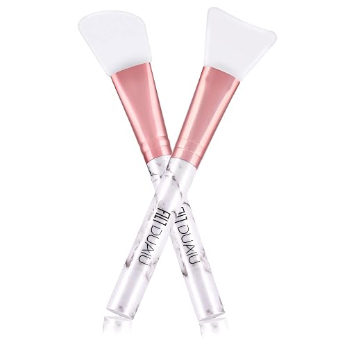 DUAIU 2 Pièces Pinceaux Masque, Pinceau Applicateur Avec Pointe en Silicone Souple, Couvre Parfaitement le Visage, Convient Masque Pour Les yeux,Crème, Argile - Marmo