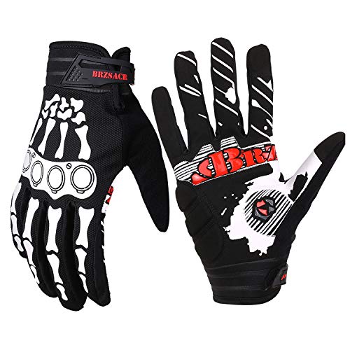 BRZSACR Cycling Gloves Full-Finger Gloves Skeleton Bones Motorcycle Bike Gloves Mountain-Padded Road Bicycle