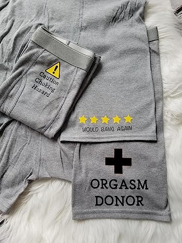 3 Pack Boxer Briefs - Funny Boxer Brief Gift Set - Caution Choking Hazard - Orgasm Donor - 5 Stars Would Bang Again2