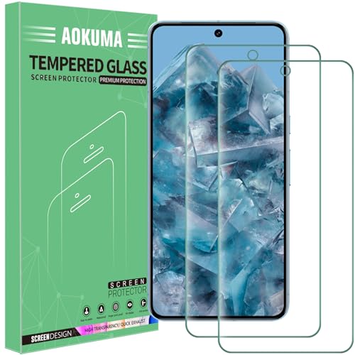 Image of AOKUMA Screen Protector for Google Pixel 8 Pro Tempered Glass, 2 Pieces, Glass Compatible with Pixel 8 Pro Screen Protector, Premium Glass Film with 9H Hardness, Anti-Scratch, Shatterproof, Anti-Oil