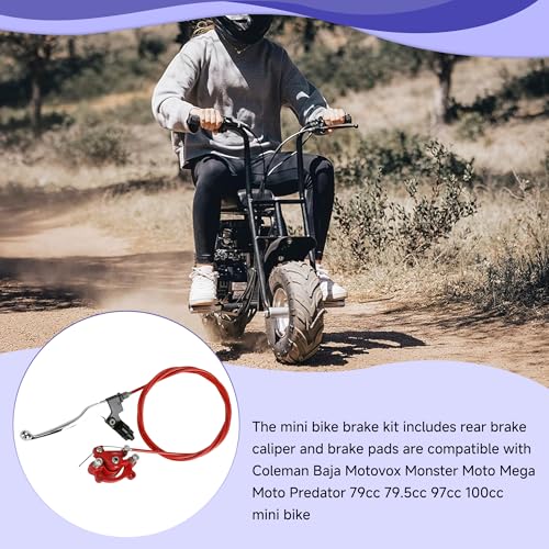 Image of Mini Bike Brake Lever Kit + Mini Bike Brake Caliper Replacement for Coleman CT100U CC100X Baja DB30 Motovox MBX10 MBX11 MMB80 MMB105 79cc 97cc 100cc Powersports Parts 61 inch Brake Cable