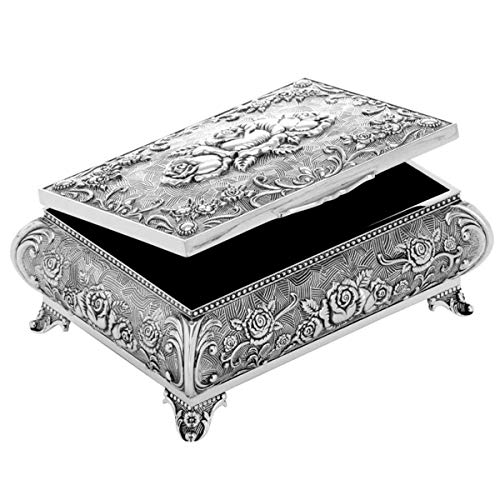 SILBERKANNE Boîte à bijoux en filigrane avec roses - 9 cm - Plaqué argent - Finition de qualité supérieure - Prêt à offrir avec un coffret cadeau chic Cover