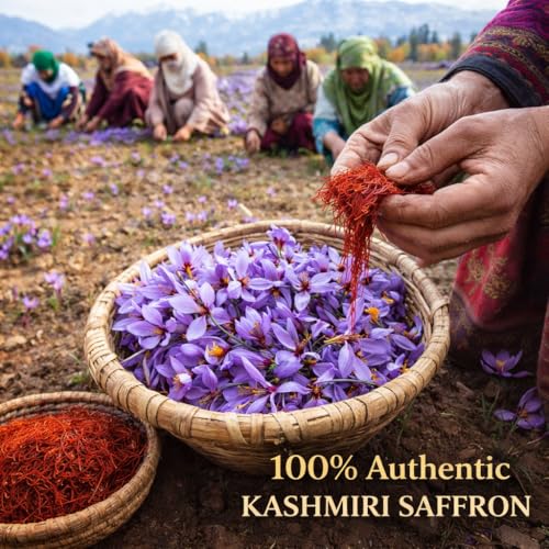 Image of Sancha Tea Boutique, Saffron Masala Chai, Caffeine Free Herbal Tisane, 25 Pyramid Bags, Kesar Chai without Caffeine, Real Kashmir Saffron Blend