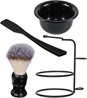 Men’s Manual Shaving Kit with Desktop Shave Brush and Portable Shaving Bowl for Household Facial Grooming Razor without Blades