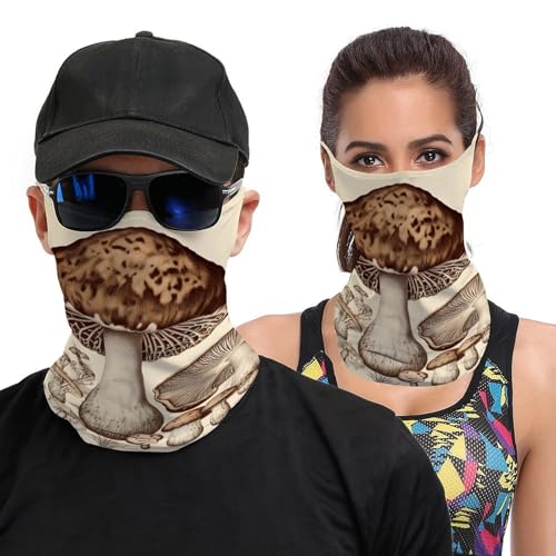 Neck Gaiter Vintage Mushrooms Face Mask for Travel Face Cover Scarf for Men Women Elastic Headbands Wind-proof Bandana for Skiing Fishing Hiking Cycling