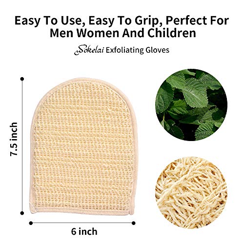 Loofah Mitt Shower Glove - Exfoliate Bath Gloves Body Scrubber For Exfoliating, Loofa Mittens For Men Women, Double-Sided Luffa Sponges Facial Body Pads For Bathing Spa Massage With Hanging Ring #TOP3