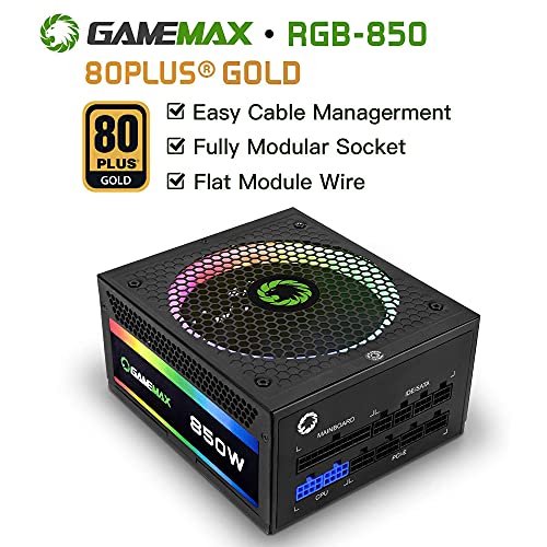 Image of Power Supply 850W Fully Modular 80+ Gold Certified with RGB Light Mode