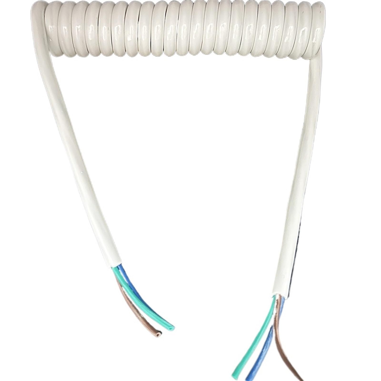 Chowany kabel do białej suszarki do włosów z 3 przewodami, spiralny drut poliuretanowy 1,5 mm z rozciągliwością elastycznego rozciągania (stretch 3 metry)