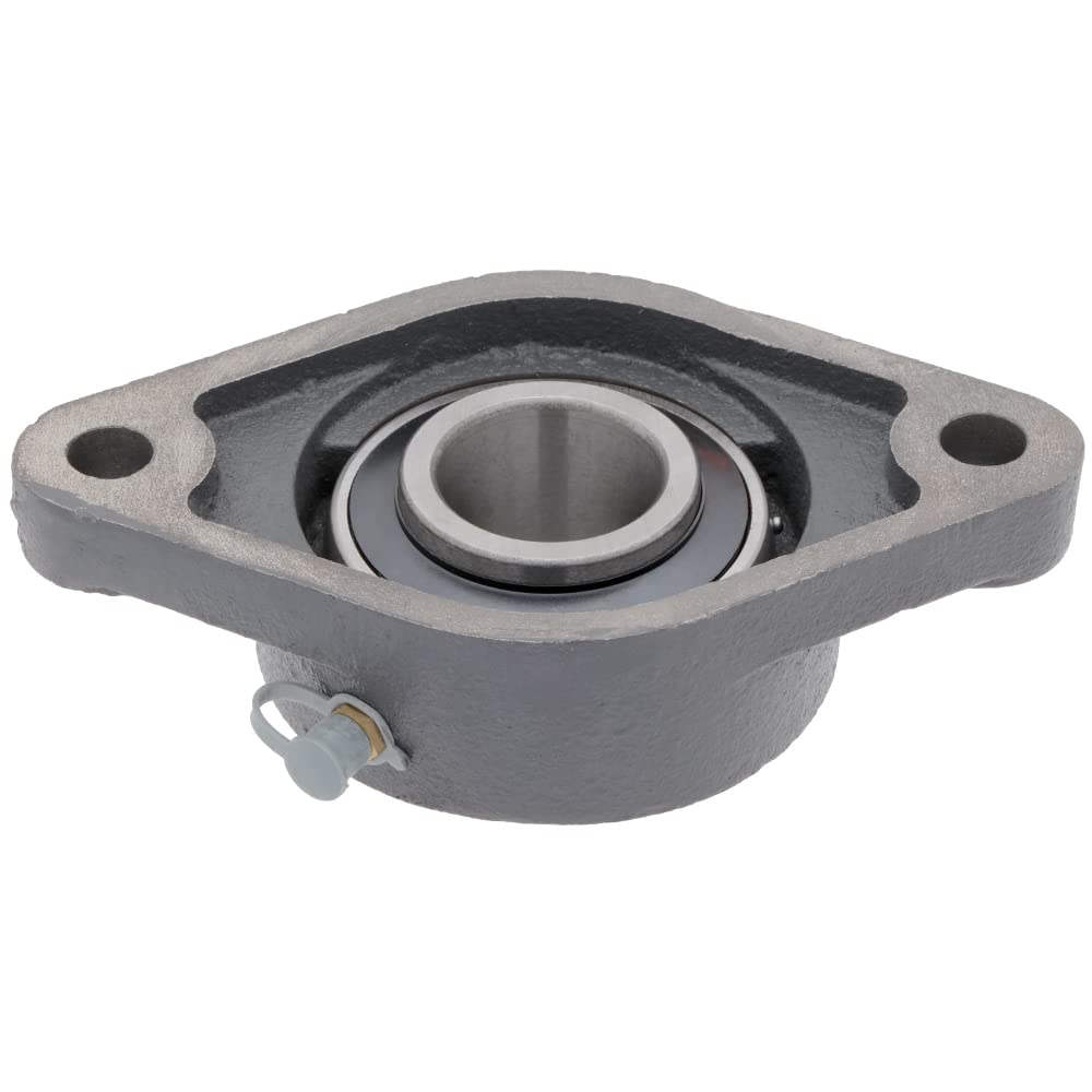 [2-Pack] UCFT206-19 2-Bolt Flange-Mount Ball Bearing Unit, Insert Bearing UC206-19, Cast Iron Housing FT206, Bore Shaft 1-3/16 in (30.16 mm), Set Screw Locking, 5-9/16 in (141.29 mm) Flange Length