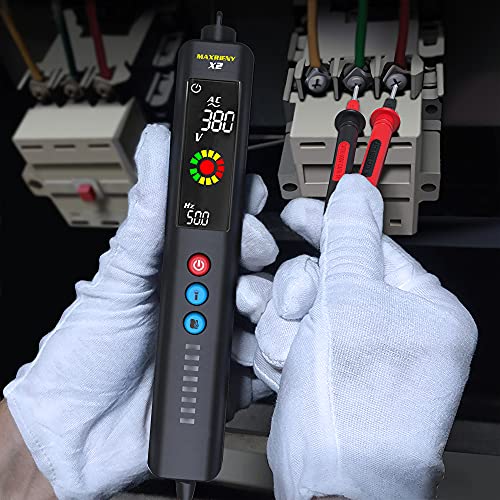 Image of Non-Contact Voltage Tester Pen Integrated Infrared Thermometer for Huge EBTN LCD Screen and Digital Display, Electrical AC Detector with Flashlight Buzzer for Live Wire Outlet Measuring