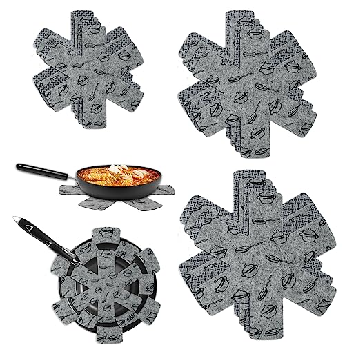 Veiteibe Protector de ollas – Juego de 12 piezas (38/35/26 cm) – Ideal para ollas y sartenes antiadherentes de acero inoxidable, hierro fundido, cerámica (gris)