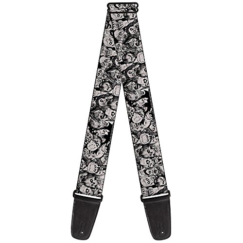Buckle-Down Sangle de guitare Motif tête de mort zombie 5,1 cm de large - Les Beatles, Paul McCartney, John Lennon, RIngo Starr, George Harrison Buckle-Down Sangle de guitare Motif tête de mort zombie 5,1 cm de large