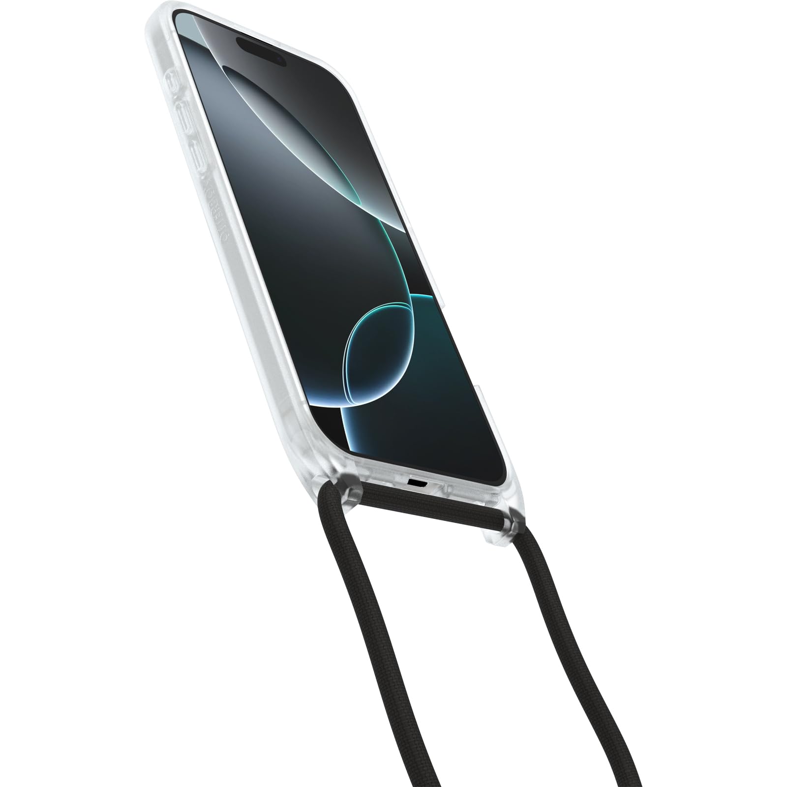 OtterBox Cover React Series Necklace MagSafe per iPhone 16 Pro Max, resistente con cordino a collana, adattabile e intercambiabile, testata a norme MIL STD 810G, Trasparente, Senza Retail Package