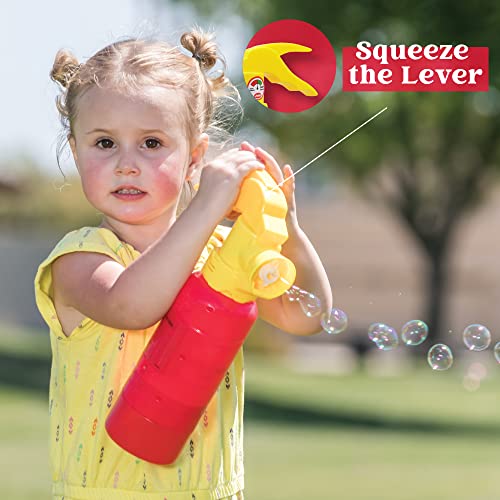 Automatic Bubble Maker Fire Extinguisher Bubble Blower Machine with Bubble Solution (230 ml) for Kids, Indoor and Outdoor Play, Summer Themed Party and Birthday Gift