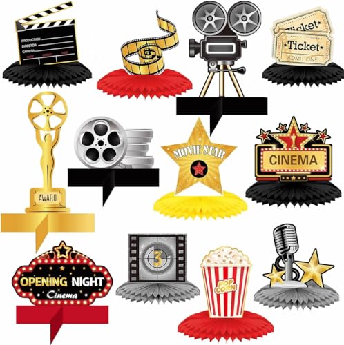 Dusenly Centrotavola a nido d'ape per film 3D, 12 pezzi, per feste serali cinematografiche e feste di compleanno, decorazioni da tavolo