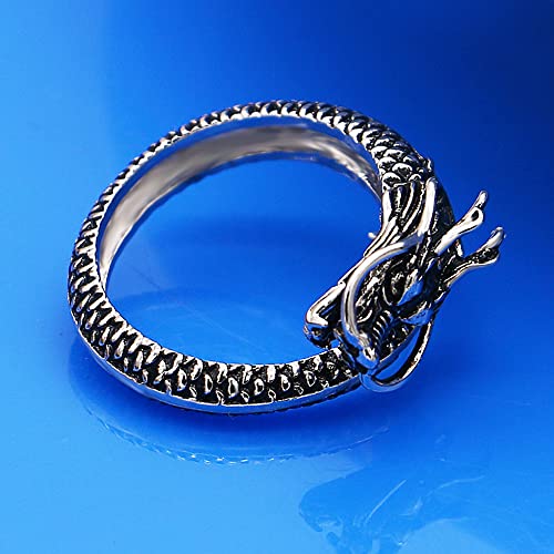 Meilanduo Mens Marcasite Dragon Ring Real 925 Sterling Silver Adjustable Open Ends Ring, One Size, Men's Ring For Men Boys #TOP4