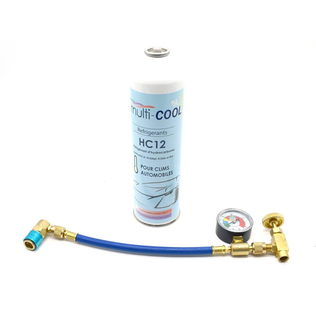 Pack de recharge MULTICOOL 12a, remplace le r12, r134a et 1234yf, avec flexible de recharge -​1 x 420grs