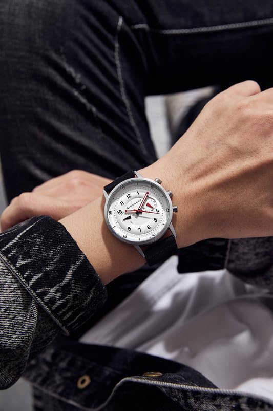Image of Giordano Analog Sporty Multi-Functional Watch for Men with Round Shape dial and Leather Strap