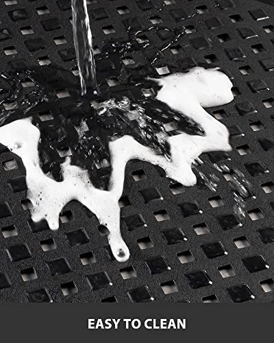 Tchdio Shower-Mat, Non Slip Machine Washable Bathtub Mat With Strong Secure Suction Cups And Drain Holes Square Shower Stall Mat For Tub Or Shower Room For Kids & Elderly 21X21 Black #TOP4