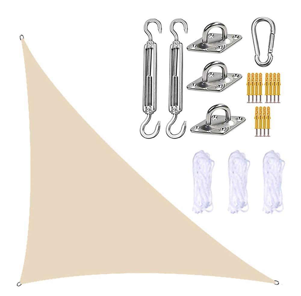 Trójkątny żagiel przeciwsłoneczny, parasol przeciwsłoneczny 13 x 13 x 19 stóp z zestawem osprzętu, 3 liny, wodoodporny, blokujący promieniowanie UV, parasol przeciwsłoneczny na patio