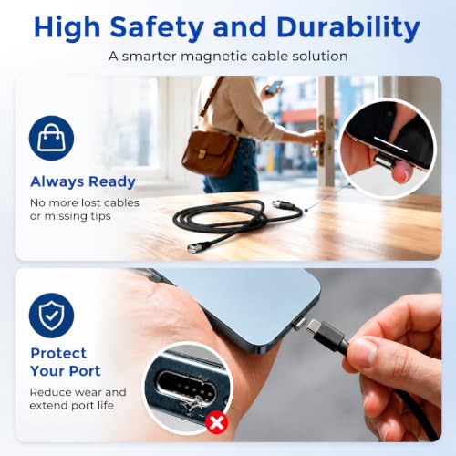 Image of Verilux 240W PD 3.1 USB C to USB C Cable 6FT Snap On Charging Cord